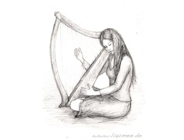 Irische Harfe, Zeichnung von Laumee