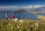 Blick vom Geokaun Mountain auf die Skelligs