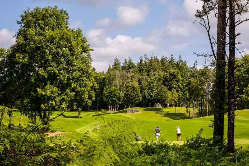 Golf in Irland, Golfplatz mit Blick auf einen Wald